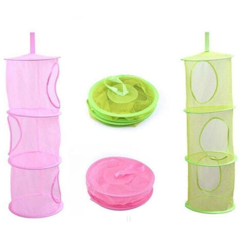 Scaffale da appendere, organizer in rete, per camera da letto, parete, porta, armadio, cesto per giocattoli per bambini, 1 pezzo (rosa) (1/4)