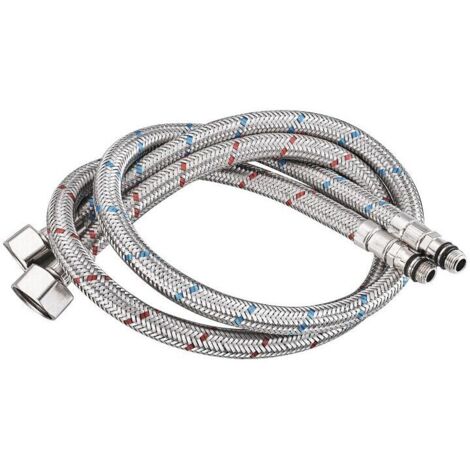 Tubo di collegamento G 3/8 DN6 lungo 60 cm per rubinetti, tubo dell'acqua con filettatura a morsetto 1 pezzo (1 paio)