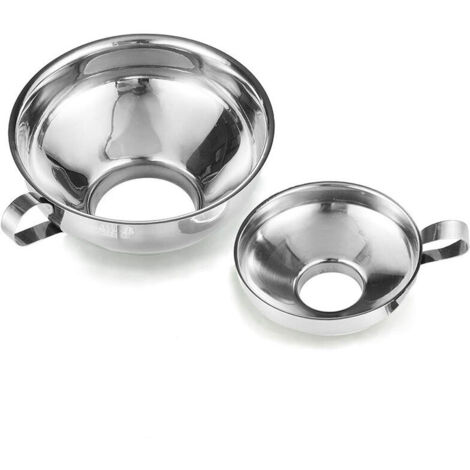 Imbuto per marmellate e conserve con beccuccio di riempimento lungo, diametro del beccuccio di riempimento (interno ca. 3,7 cm / 5,3 cm), acciaio inossidabile, color argento. (1/4)