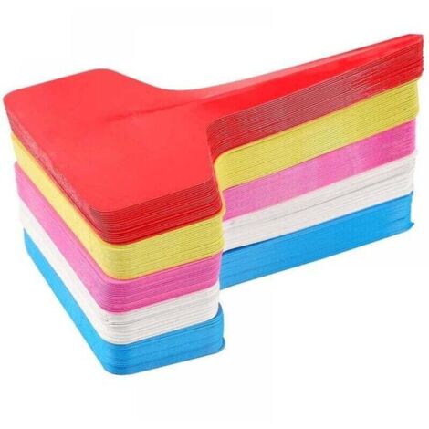 100 pezzi di marcatori e etichette per piante in plastica a T, marcatori da giardino colorati, riutilizzabili e impermeabili da 6-10 cm (multicolore)