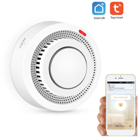 Rilevatore di fumo WiFi Sensore intelligente Allarme antincendio Sistema di sicurezza wireless Smart Life App Tuya Controllo intelligente Casa per cucina domestica/Negozio/Hotel/Fabbrica