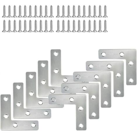 5/10 pezzi di staffe angolari in acciaio inox – piastre di fissaggio per mobili, piastre di collegamento a L con viti, 50 x 50 mm (1/4)