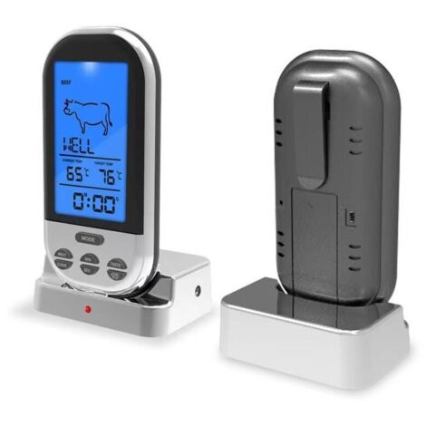 Termometro da cucina wireless, forchetta da griglia intelligente, display digitale elettronico, termometro per barbecue, termometro per acqua (grigio argento)