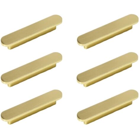 Set di 6 maniglie dorate, maniglie per mobili da cucina, ottone spazzolato, oro, interasse 96 mm - maniglie per mobili, maniglie per mobili