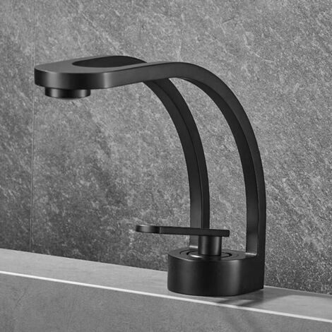 Miscelatore monocomando per bagno, accessori per lavabo, rubinetto per vasca, miscelatore per vasca con acqua calda e fredda, installazione monoforo, lavorazione interamente in rame, colore nero