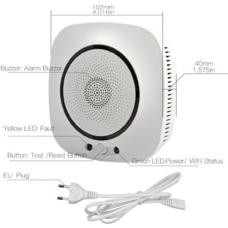 Rilevatore di monossido di carbonio con WiFi, rilevatore di fumo con WiFi, sistema di allarme di sicurezza da 75 dB, avviso acustico, notifiche push tramite app, SmartLife, telecomando tramite app Tuy