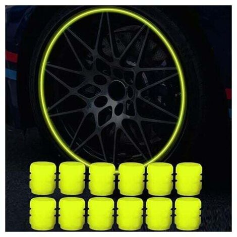 Confezione da 12 cappucci valvola pneumatici fluorescenti per auto, cappucci valvola pneumatici universali luminosi e antipolvere per auto, SUV, motociclette e camion. (1/4)