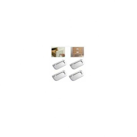 4 maniglie invisibili per cassetti e mobili in acciaio inossidabile argentato con viti (75 mm) per mobili da cucina (1/3)