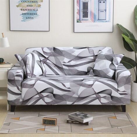 Copridivano a 2 posti 145-185 cm con braccioli, moderno copridivano elastico universale, grigio