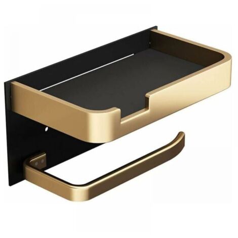 porta carta igienica da parete con supporto per cellulare, moderno porta carta igienica in viscosa, porta carta igienica nero e oro per bagno