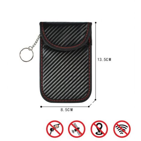 Confezione da 2 custodie blocca-segnale per chiavi auto, custodia blocca-segnale RFID per chiavi auto, scatola schermante anti-RFID in fibra di carbonio - Fibra di carbonio ovale (1/4)