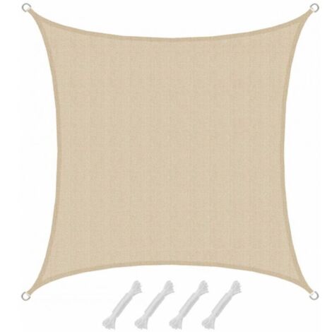 Vela ombreggiante UV 2x2m HDPE quadrata da giardino, telo beige (1/3)