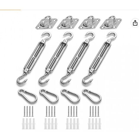 Kit di fissaggio per tenda da sole, kit di fissaggio per tenda da sole in acciaio inox, triangolo e quadrato, rettangolo, accessori di fissaggio per tenda da sole