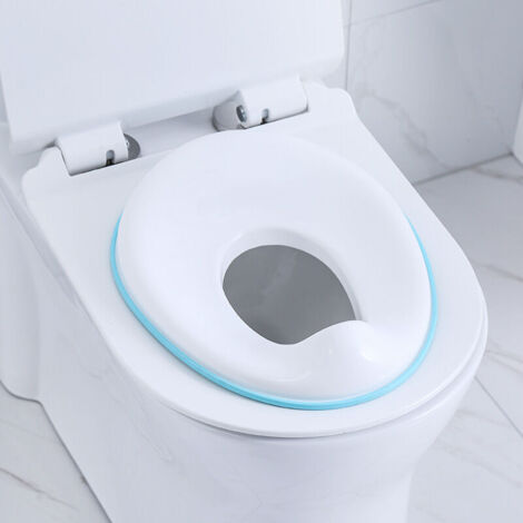 Riduttore per vasino per bambini e bambine – Blu – Adatto a WC rotondi e ovali, antiscivolo con paraspruzzi