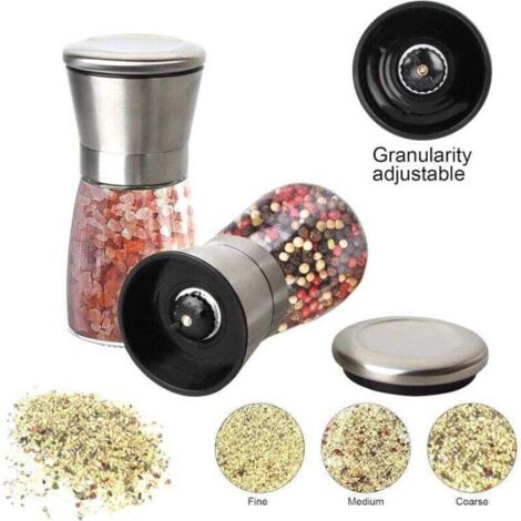 Macinapepe Macinasale In Acciaio Inox E Acrilico | Macinino Regolabile A Mano | Per Spezie E Caffè - 2