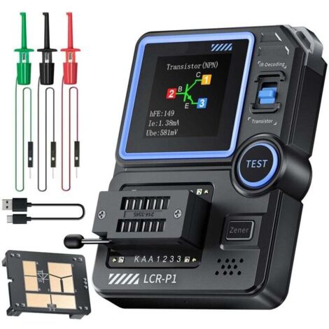 Tester per transistor MOSFET, tester per condensatori a transistor, tester multifunzione per componenti elettronici SMD, diodi, triodi, ESR, NPN, PNP, tester MOSFET, contatore LCR, anti-ustione XXW (1/4)