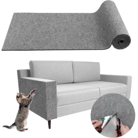Tappetino tiragraffi autoadesivo per gatti 40×100 cm, tiragraffi fai da te ritagliabile, protegge mobili e divani - Grigio chiaro (1/4)