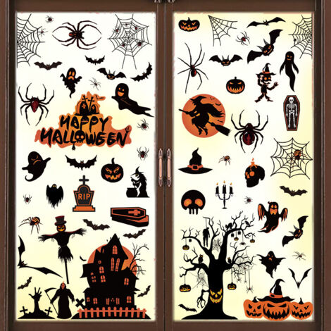 Adesivi per finestre di Halloween, decalcomanie per finestre di Halloween, adesivi, decorazioni di Halloween, decorazioni di Halloween, adatti per decorare la tua casa per una festa di Halloween (verr (1/3)