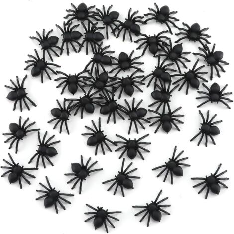 50 pezzi di decorazione realistica di ragno per Halloween, mini ragno nero in plastica, realistico ragno spaventoso, scherzo di Halloween, decorazioni per la casa stregata per feste di Halloween (1/4)