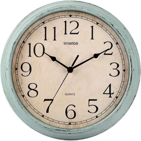 Orologio da parete, orologio da parete retrò silenzioso vintage da 12 pollici a batteria, senza ticchettio, facile da leggere, decorativo per cucina, soggiorno, ufficio domestico, scuola (acquamarina)