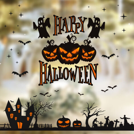 Decorazione adesiva per finestre di Halloween, adesivi per finestre a forma di zucca con effetto statico per Halloween, decorazioni fai da te con pellicola per finestre per decorazioni domestiche per (1/4)