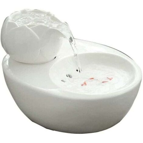 Fontana per gatti in ceramica, distributore d'acqua per animali domestici - Fontana verticale Lotus per gatti - Filtro a circolazione automatica per acqua sana e igienica
