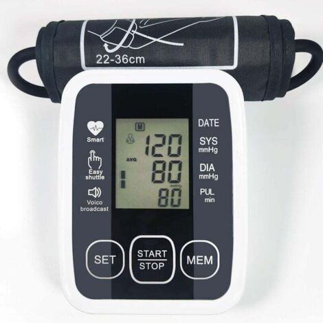 Misuratore elettronico della pressione sanguigna da braccio con bracciale regolabile (22-36 cm), misurazione automatica della pressione sanguigna, certificato medico, ampio schermo LCD XXW