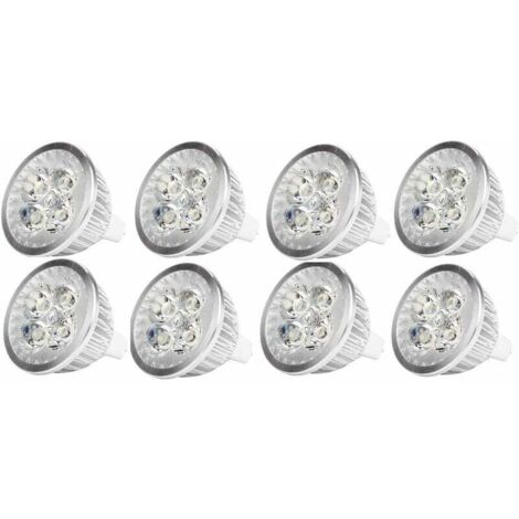 Lampadina LED MR16 4W, lampadina LED da 12V 4W con attacco MR16 GU5.3, utilizzata per l'illuminazione di esterni, equivalente a una lampadina alogena da 50 watt, bianco freddo, 8 confezioni