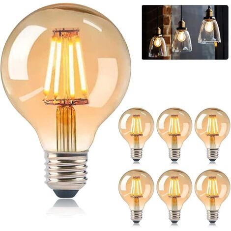 Lampadina Edison E27 vintage, lampadine Edison LED E27 G80 da 4 W, lampadina Edison a filamento retrò, lampada decorativa antica vintage bianca calda per ristoranti, bar, vetrine, showroom - confezion