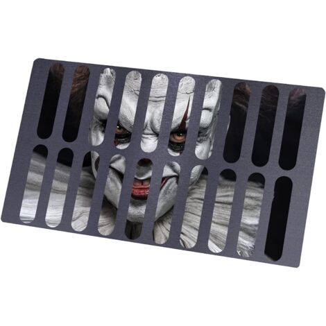 Zerbino con pagliaccio di Halloween, zerbino con pagliaccio spaventoso delle fogne, zerbino con visione stereo 3D dell'orrore (1/4)