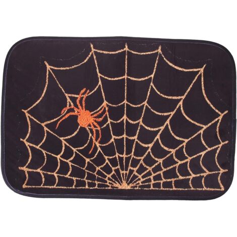 Tappetini decorativi in flanella a forma di ragnatela per Halloween, tappetini da bagno, zerbini, zerbini per l'ingresso (1/4)