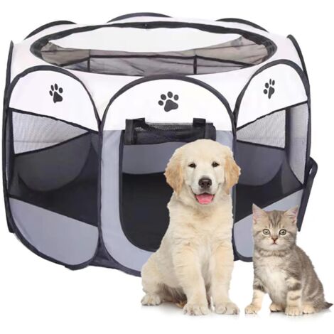 Recinto portatile per animali domestici, recinto per cuccioli, adatto per piccoli animali (grigio)