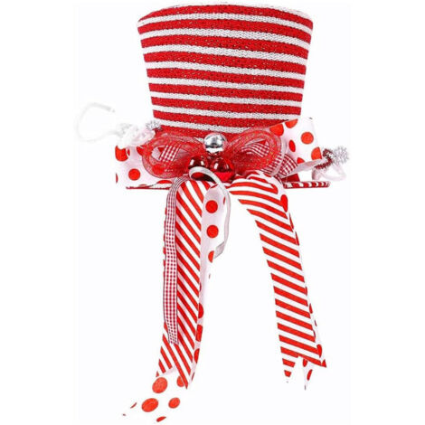 Cappello a cilindro retrattile per albero di Natale, decorazioni per puntale dell'albero di Natale con fiocco, decorazioni per albero di Natale, ornamenti per ufficio per la decorazione della casa (1/4)