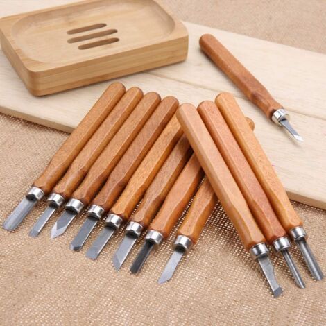 Uooom Set 6 Scalpelli Per Intaglio Legno - Acciaio Manganese E Manico In Legno