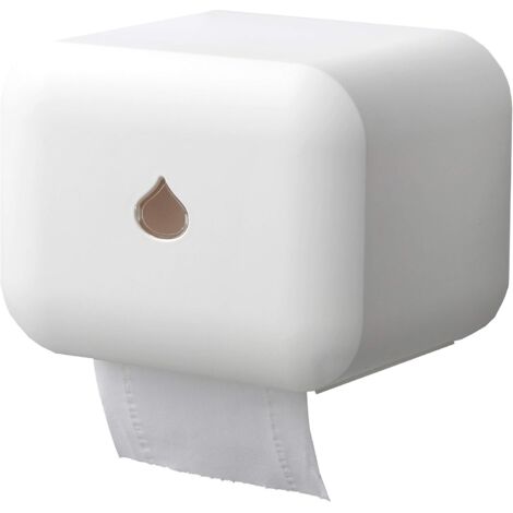 Portarotolo/dispenser di carta igienica impermeabile, da parete, autoadesivo (bianco) (1/4)
