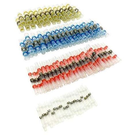 50 pezzi connettori per cavi con giunto saldato, connettori elettrici isolati impermeabili Sopoby termorestringenti con guarnizione di testa a testa per uso marino in rame (23 rossi, 12 blu, 10 bianch (1/4)