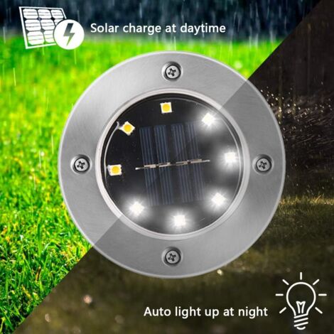 RIDALUX Confezione da 8 luci solari per esterni, impermeabili, luci da giardino, autoaccensione/spegnimento a LED, a energia solare, per esterni, per giardino, patio, passerella, vialetto