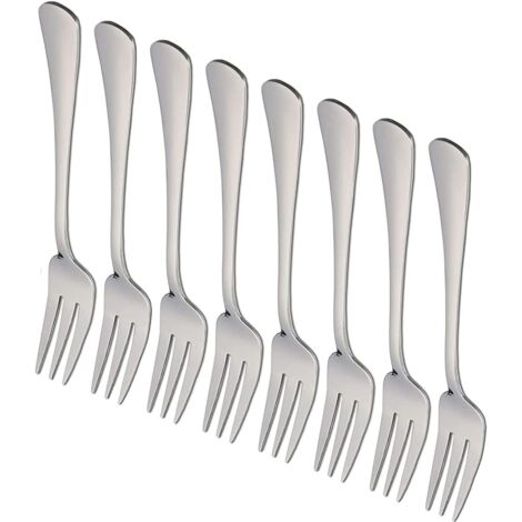 Forchetta in acciaio inossidabile, forchetta da torta, forchetta da frutta, set da 8 pezzi, forchetta da dessert, forchetta da insalata (1/4)