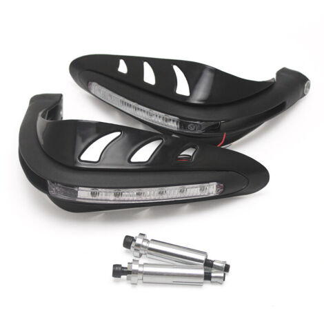 1 paio di paramani universali per moto Paramani per motocross Un set di protezioni per manubrio combinate con indicatori di direzione a LED - nero (1/5)