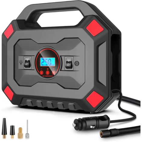 Compressore d'aria portatile da 12 V, compressore d'aria digitale per auto da 120 W, gonfiatore elettrico per pneumatici da 120 PSI e 30 l/min con luce LED, schermo LCD e cavo da 3 m per auto, bicicle (1/4)