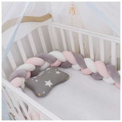 Promozione paracolpi per lettino per bambini: paracolpi per lettino da 1,5 m, cuscino a forma di serpente, cuscino intrecciato, tessuto di protezione per bambini in velluto, recinzione anticollisione 