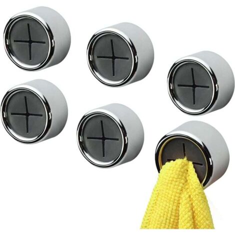 Set di 6 ganci adesivi rotondi per asciugamani, ganci da cucina, porta asciugamani a ventosa per bagno, guardaroba e credenza. (1/4)