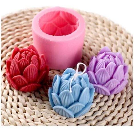 Stampo in silicone a forma di loto - Stampo per candele in stearina rosa (1/4)