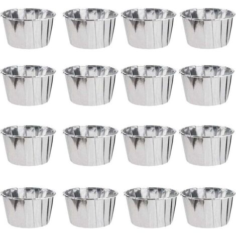 50 pezzi di pirottini in alluminio, pirottini per cupcake, mini stampi per cupcake, pirottini per cupcake e muffin per matrimoni, feste e altre celebrazioni a tema (argento) - Fei Y (1/4)