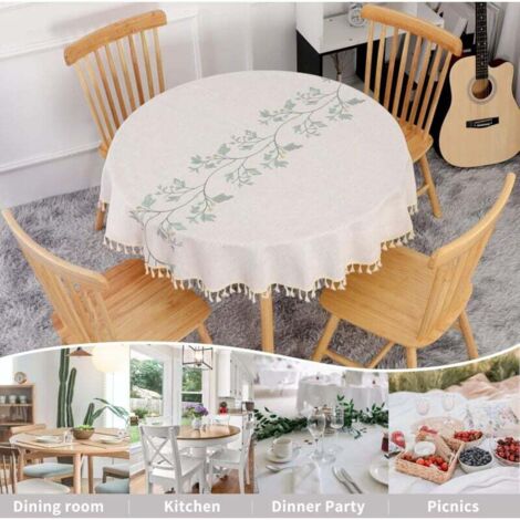 Tovaglia Cerata Rotonda Beige 140 Cm – ANRO – Tela In PVC Lavabile E Impermeabile – Per Cucina E Giardino