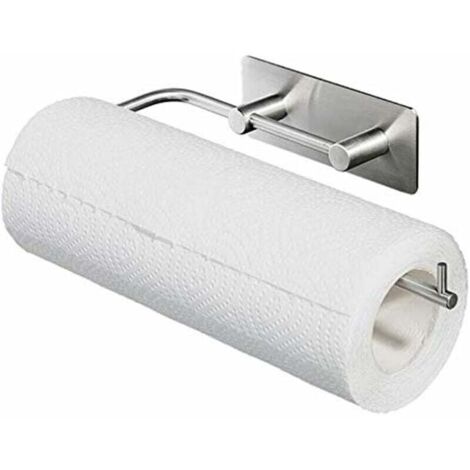 Portarotolo di carta assorbente, supporto per dispenser di carta assorbente e strofinacci da cucina, non necessita di foratura, portarotolo adesivo 3M in acciaio inox per cucina, WC, bagno - Fei Yu