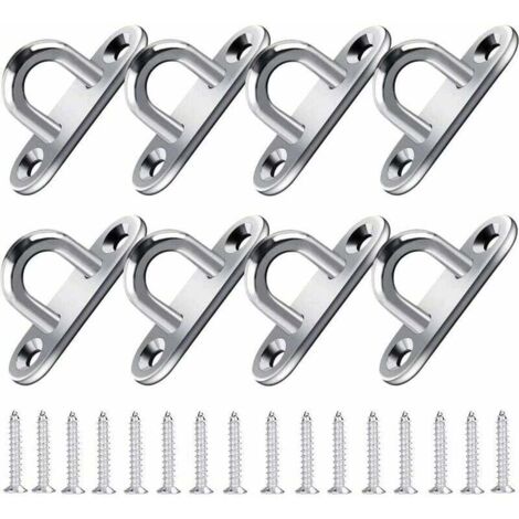 Ganci in acciaio inossidabile (8 pezzi) - Supporto da parete per impieghi gravosi (5x2 cm) - Ganci in metallo a forma di U con 2 fori, reggono fino a 40 kg, ganci da parete avvitabili, ganci appendiab (1/4)