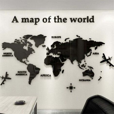 Adesivi murali con mappa del mondo 3D, decorazioni murali per casa, ufficio, studio, soggiorno, sfondo per divano, adesivi murali in tre misure, decorazione (XXL - 280 x 146 cm) (1/4)