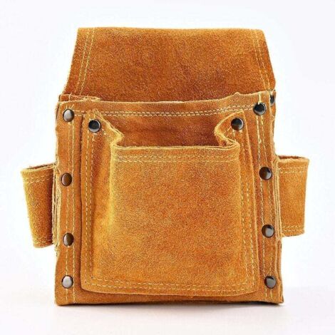 Marsupio da carpentiere, cintura portautensili in pelle di alta qualità con 2 portamartelli, borsa resistente e professionale per elettricisti, muratori, saldatori, installatori di cartongesso