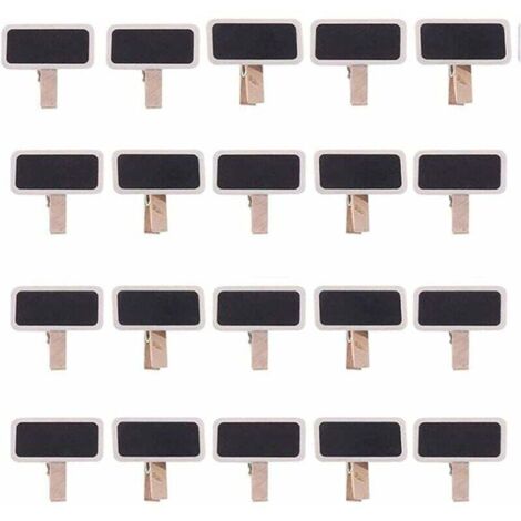 50 Mini Lavagna in Legno Rettangolare con Fermaglio in Ardesia, Etichette per Promemoria, Prezzo, Segnaposto, Numero di Tavolo/Foto/Etichette/Decorazione per Matrimoni - Fei Yu (1/4)